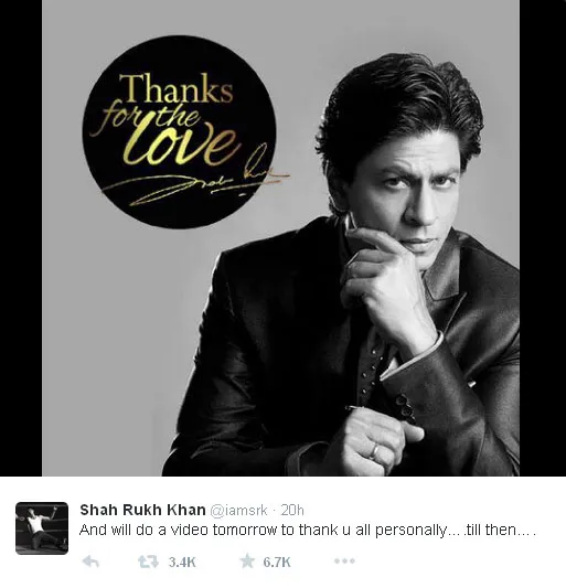 Ini dia janji Shahrukh Khan untuk fans setianya @twitter.com/iam_srk