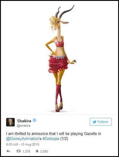 Shakira mengumukan perannya lewat Twitter © Twitter/Shakira