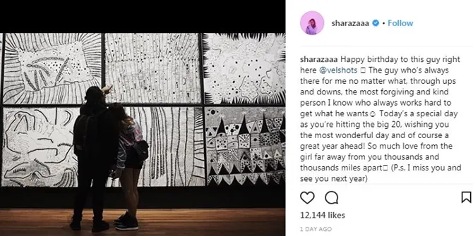 Ucapan romantis Shalom Razade ke pacar. © Instagram/sharazaaa