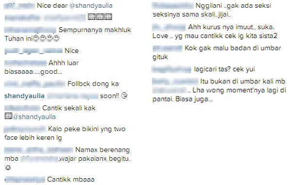 Komentar netizen tentang foto Shandy © Instagram/@shandyaulia