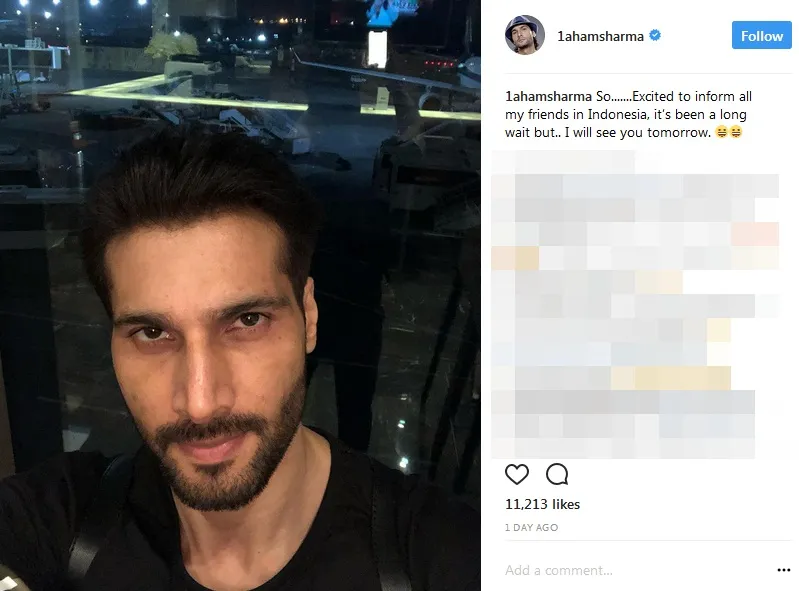 Aham Sharma sudah tiba di Indonesia ©instagram/1ahamsharma