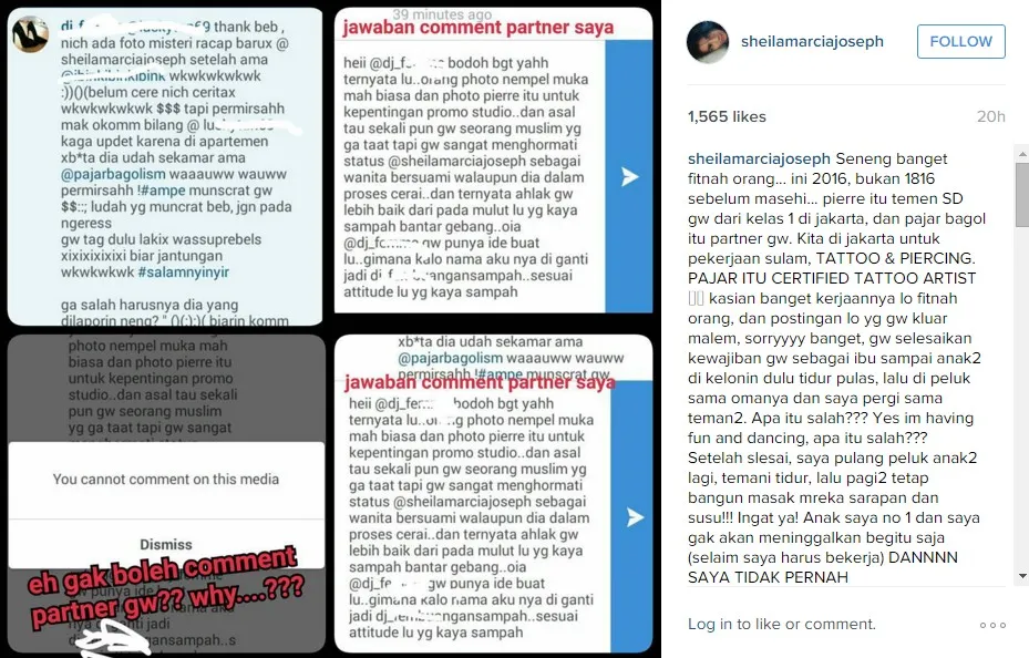 Sheila geram dengan aksi haters © instagram.com/sheilamarciajoseph