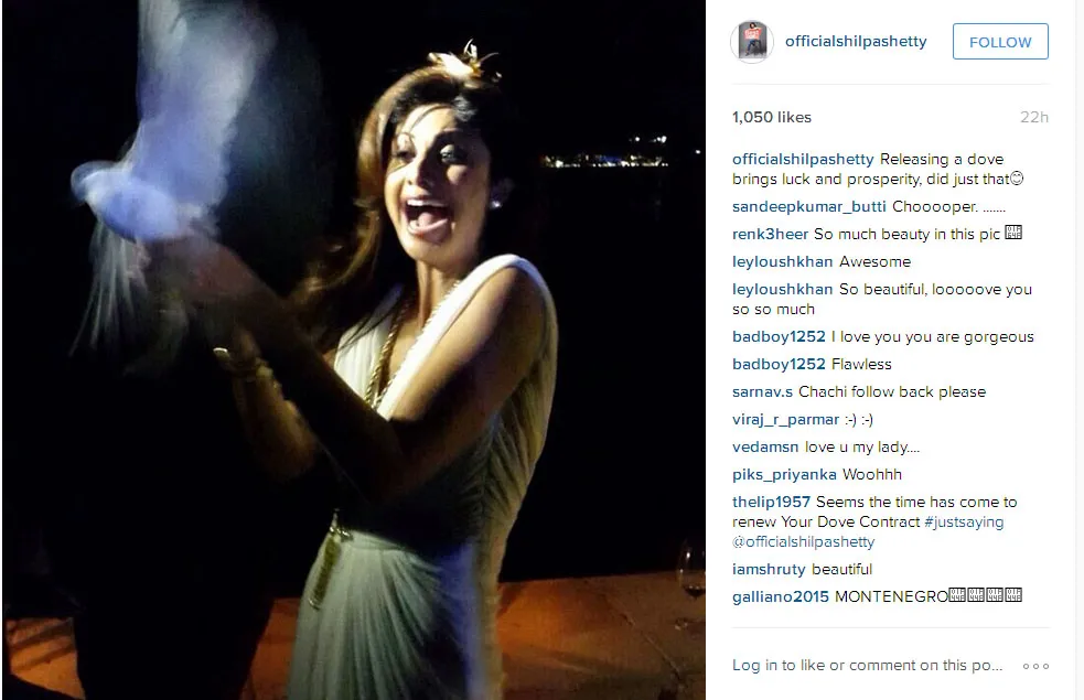 Ini dia ekspresi Shilpa Shetty saat melepas merpati di hari ulang tahunnya @instagram.com/officialshilpashetty