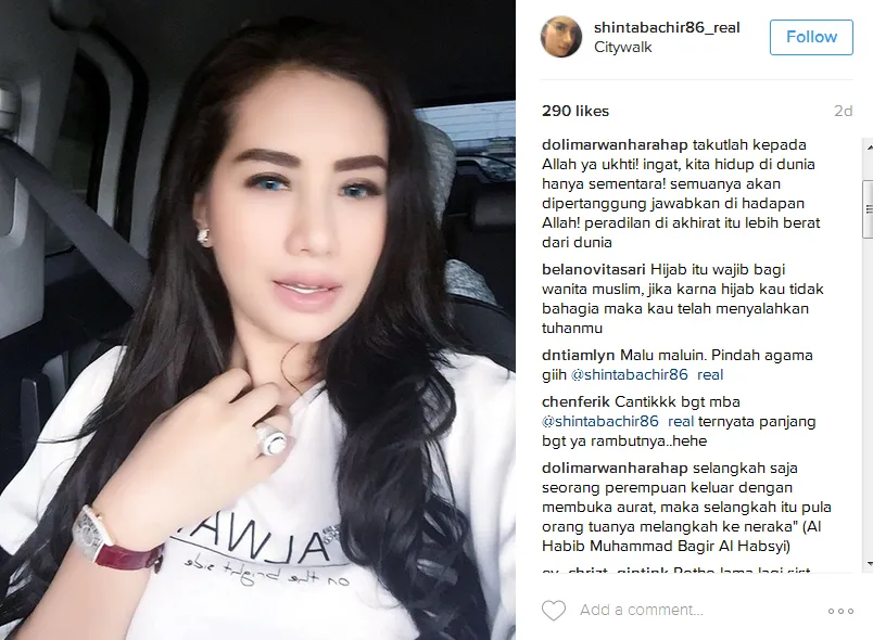 Shinta posting foto tanpa hijab, netizen gerah © Instagram/shintabachir86_real