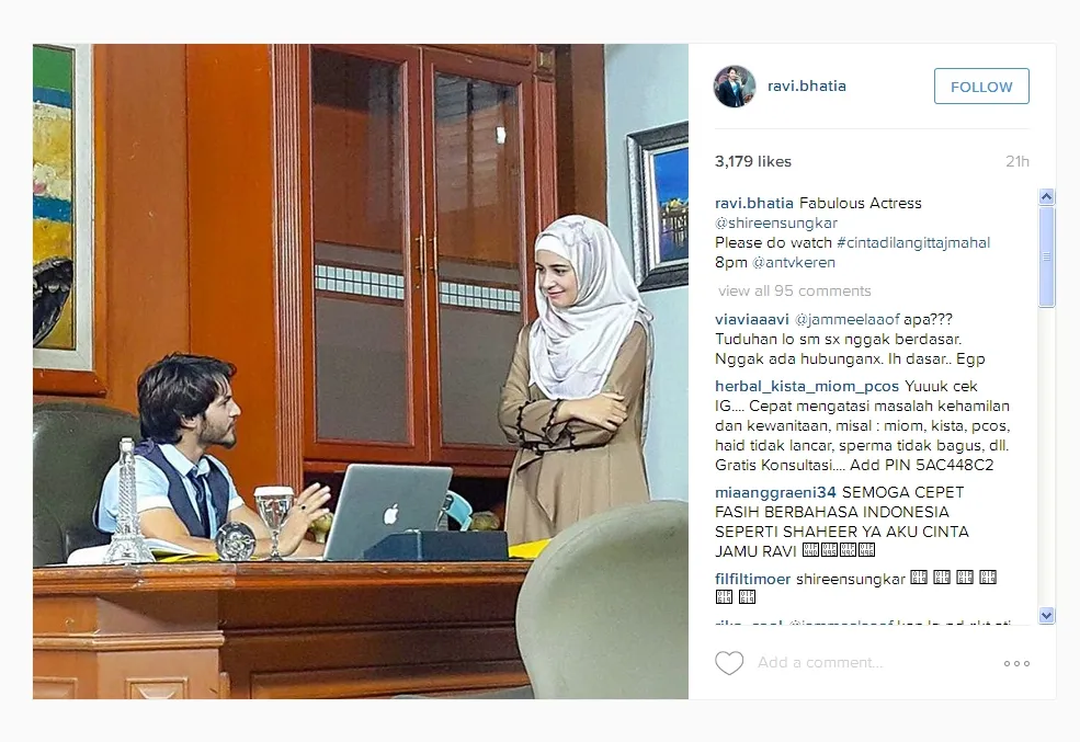 Ravi memuji Shireen Sungkar lagi pada captionnya © Instagram.com/ravi.bhatia