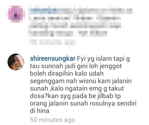 Penjelasan Shireen tentang jenggot suaminya @ instagram.com/shireensungkar