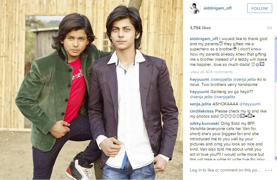 Ini dia kakak ganteng Siddharth Nigam @instagram.com/siddnigam_off