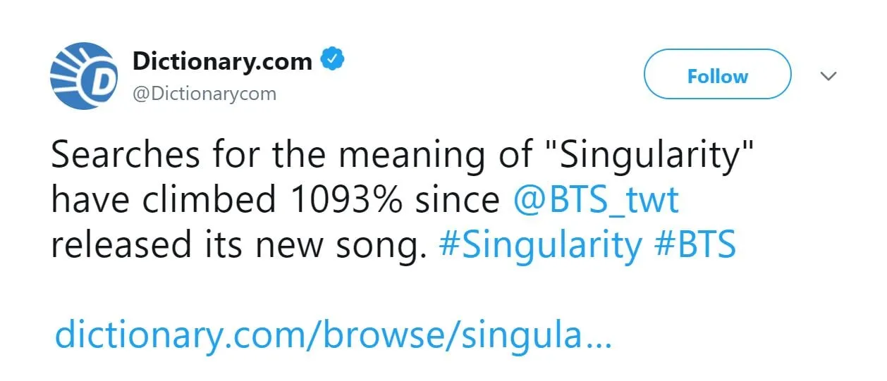 Kata 'singularity' paling dicari artinya © twitter.com/Dictionarycom