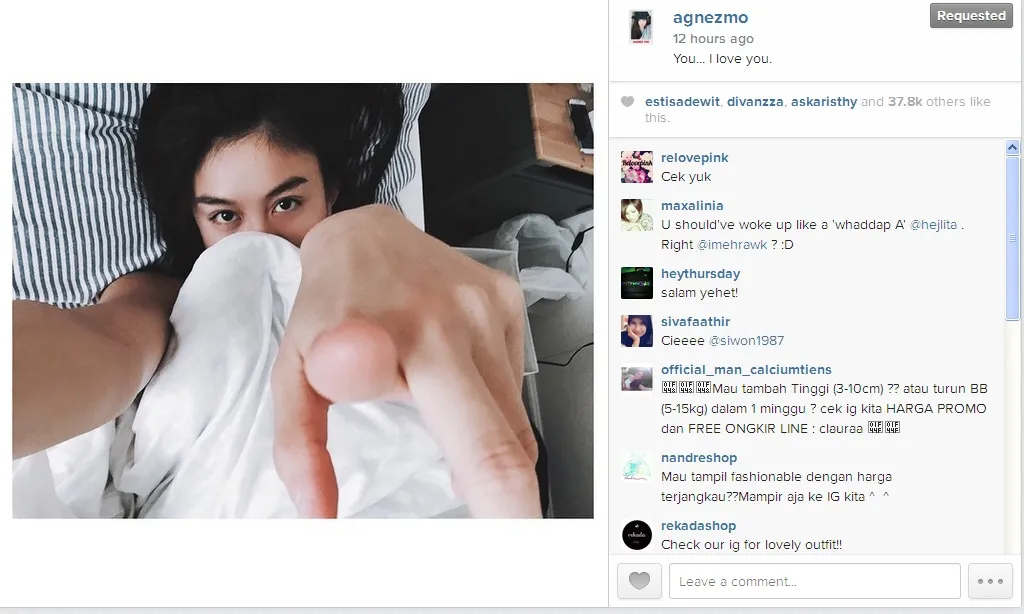 Update dan komentar IG Agnez © instagram.com/agnezmo