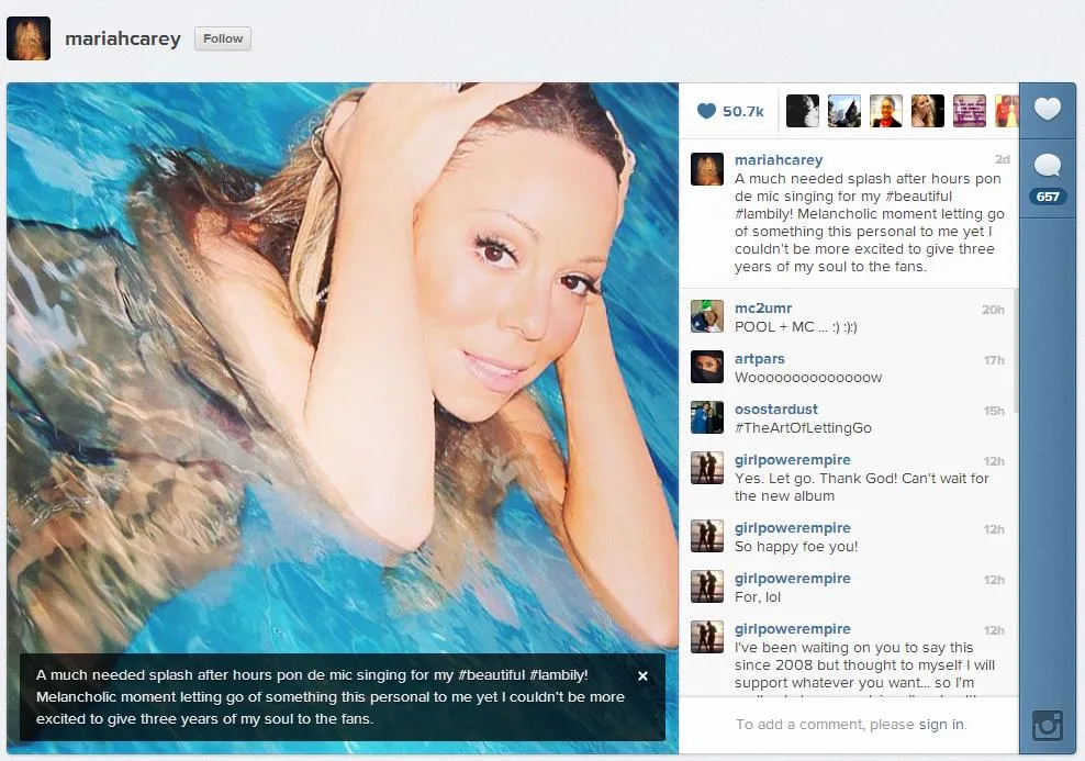 Mariah Carey via instagram
