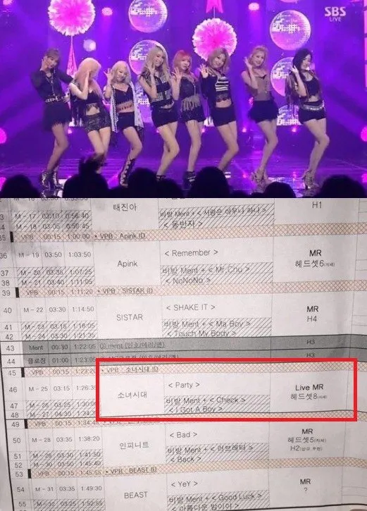 Foto yang menyatakan jika SNSD lakukan LIVE MR atau lip sync. ©nate pann