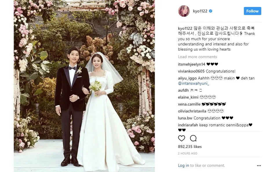 Postingan perdana Song Hye Kyo di Instagram. © Instagram/kyo1122