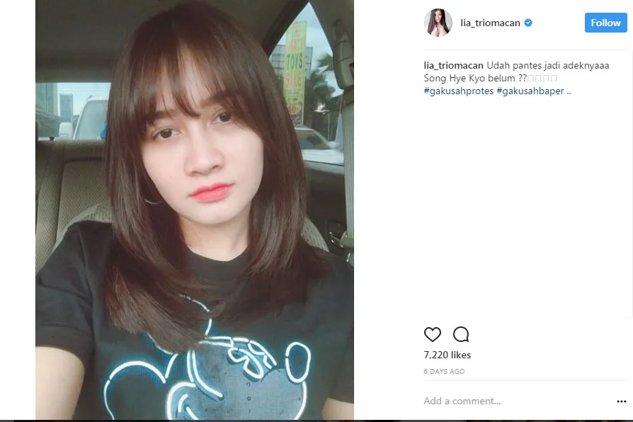 Lia Trio Macan mengubah style rambutnya ala Korea. © Instagram/lia_triomacan