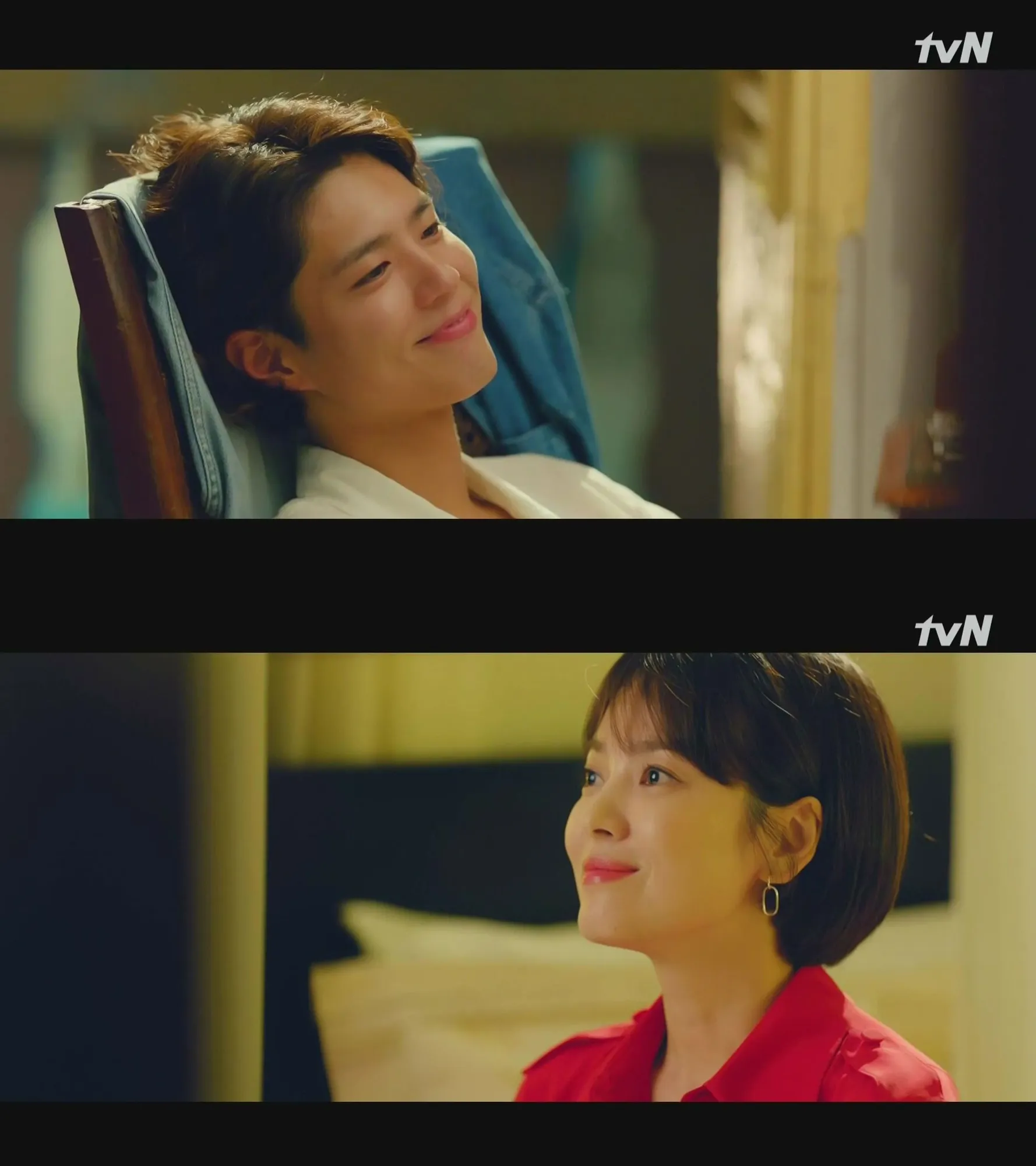 Pertemuan pertama Song Hye Kyo - Park Bo Gum di ENCOUNTER. © tvN via dramabeans.com