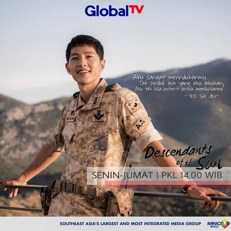Pasca Song Joong Ki dan Song Hye Kyo mengumumkan pernikahan, DESCENDANTS OF THE SUN kembali tayang di TV Indonesia. © Instagram/globaltvseru