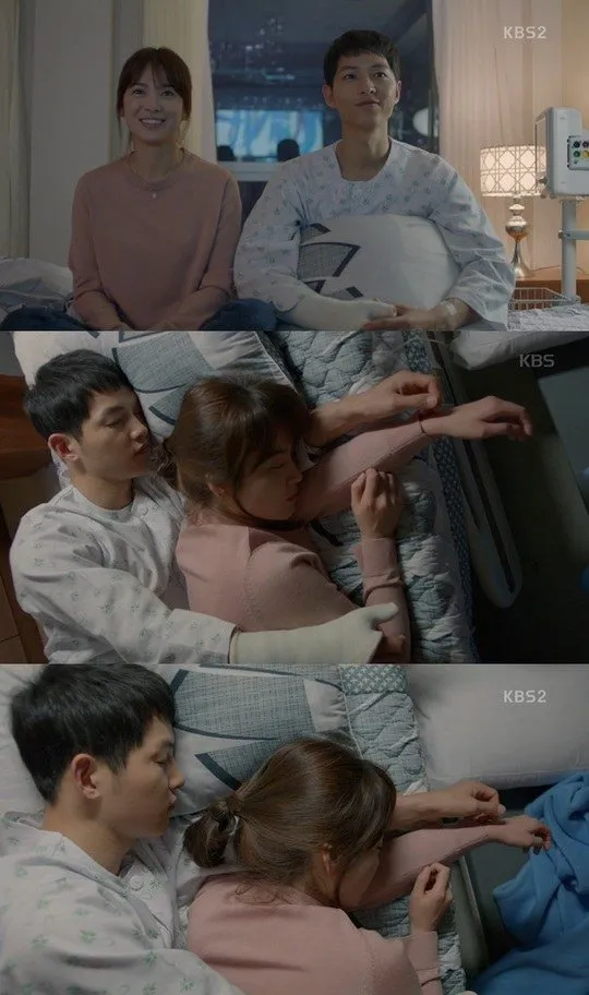 Song Hye Gyo dan Song Joong Ki yang berakhir berpelukan sampai tidur di kamar VIP rumah sakit. ©hancinema.net