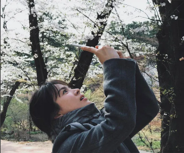 Song Hye Kyo menikmati keindahan bunga sakura. ©Instagram/kyo1122
