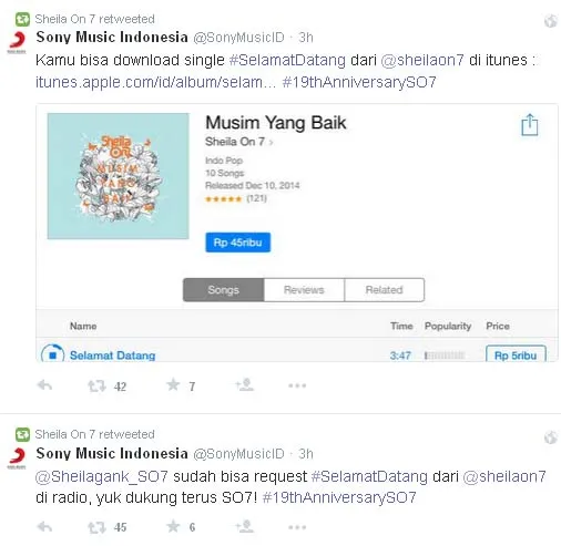 Sony Music Indonesia mengungkap kado spesial dari Sheila On 7 untuk para SheilaGank ©Twitter