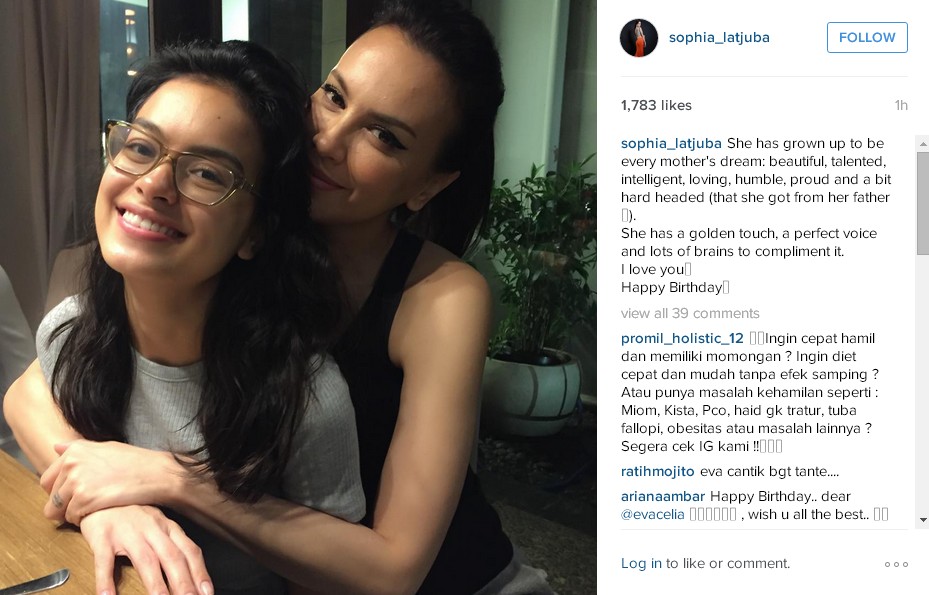 Ucapan Selamat Ultah Sophia Latjuba Untuk Eva Celia, So 