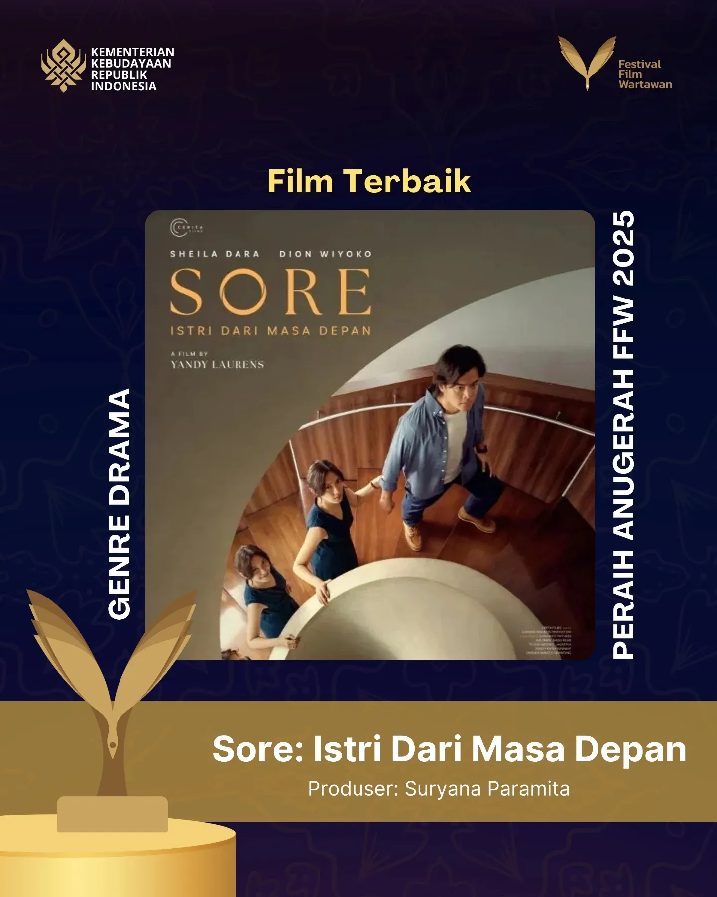 SORE Selected as Best Film in the Drama Category (cr: instagram.com/festivalfilmwartawan)