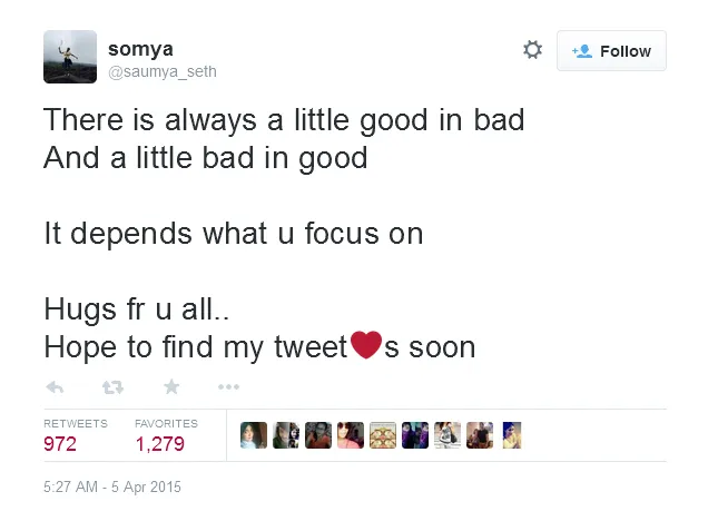 Soumya Seth unggah status untuk Shaheer? @twitter/saumya_seth