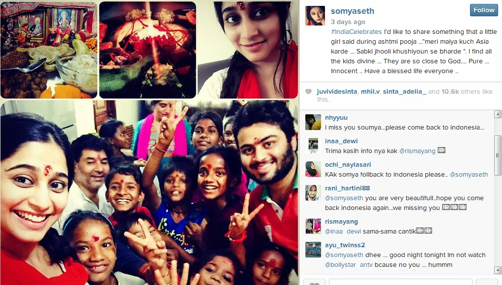 Soumya Seth diminta fans pulang ke Indonesia. @Instagram/somyaseth