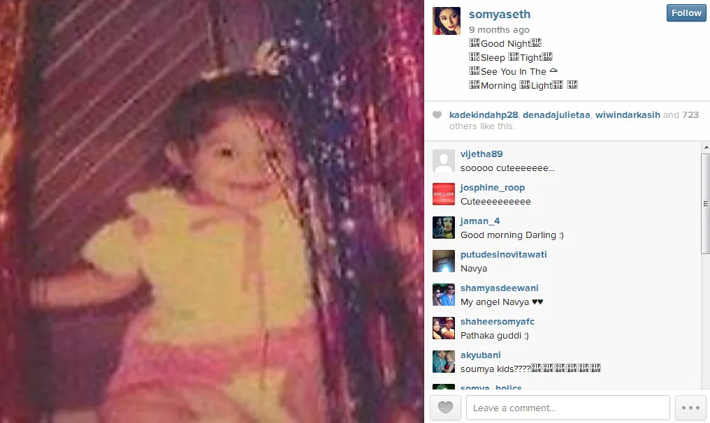 Soumya Seth saat kecil, imut kan? @instagram