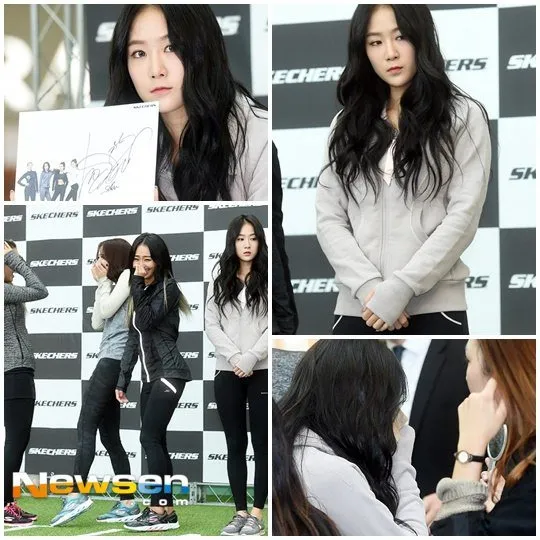 Soyu Sistar yang tertangkap kamera sama sekali tak tersenyum di event fan meeting. ©newsen.com