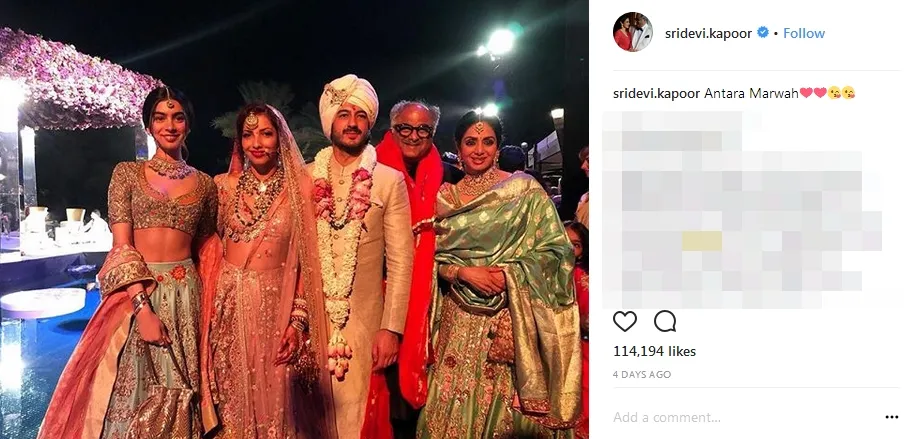Sridevi menghadiri pernikahan kerabat di Dubai ©instagram/sridevi.kapoor