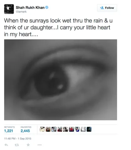 Shahrukh Khan ungkapkan perasaannya kepada putrinya. ©twitter/iamsrk