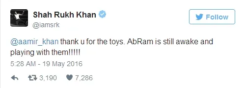 Aamir bikin AbRam bermain semalaman ©twitter/iamsrk