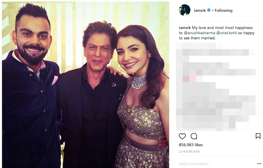 SRK beri tarian istimewa buat Anushka dan Virat @instagram/iamsrk