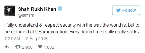 SRK ditahan di bandara Los Angeles ©twitter/iamsrk