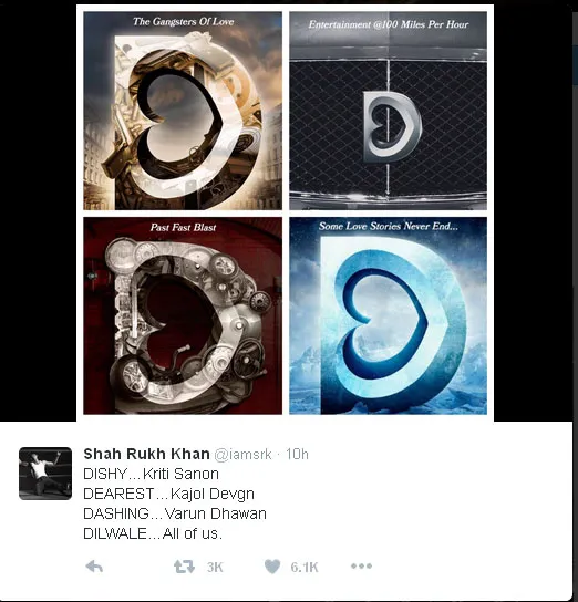 Kali ini huruf 'D' untuk para pemain filmnya © Twitter.com/iamsrk