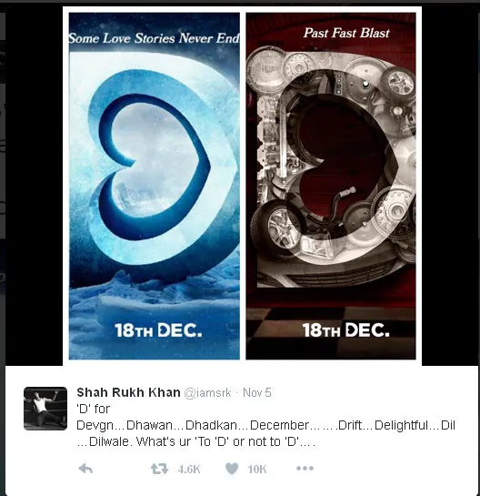 Ada nama Devgan untuk huruf 'D' versi SRK © Twitter.com/iamsrk