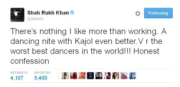 Ini dia pengakuan SRK soal kemampuannya menari dengan Kajol © Twitter.com/iamsrk