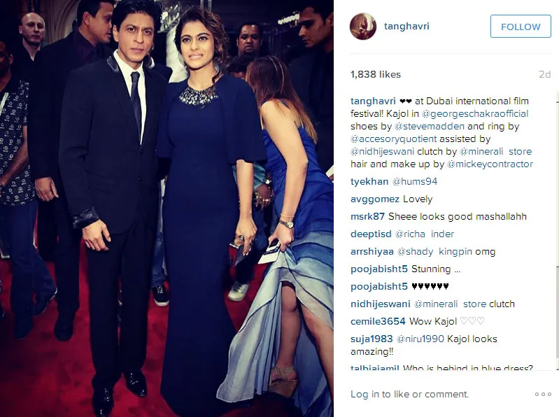 Begini penampilan SRK dan Kajol saat hadiri DIFF di Dubai © Instagram.com/tanghavri