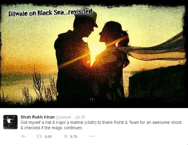 Ini dia kemesraan Shahrukh dan Kajol dalam 'DILWALE' @twitter.com/iamsrk