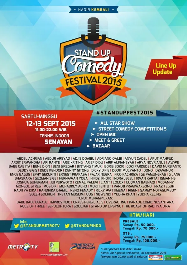 Siap tertawa dengan para komika jenius Indonesia? © Twitter.com/StandUpIndo