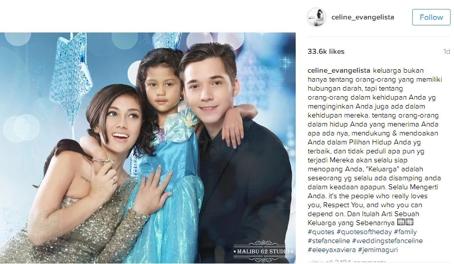 Celine ungkap perasaannya tentang keluarga sebelum menikah ©celine_evangelista