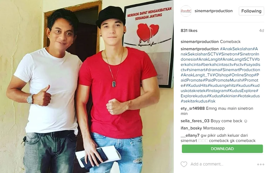 Stefan William bakal kembali bermain di sinetron Sinemart? © instagram.com/sinemartproduction