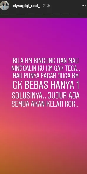 Curhatan Elly Sugigi di Insta Story ©instagram/elysugigi_real_