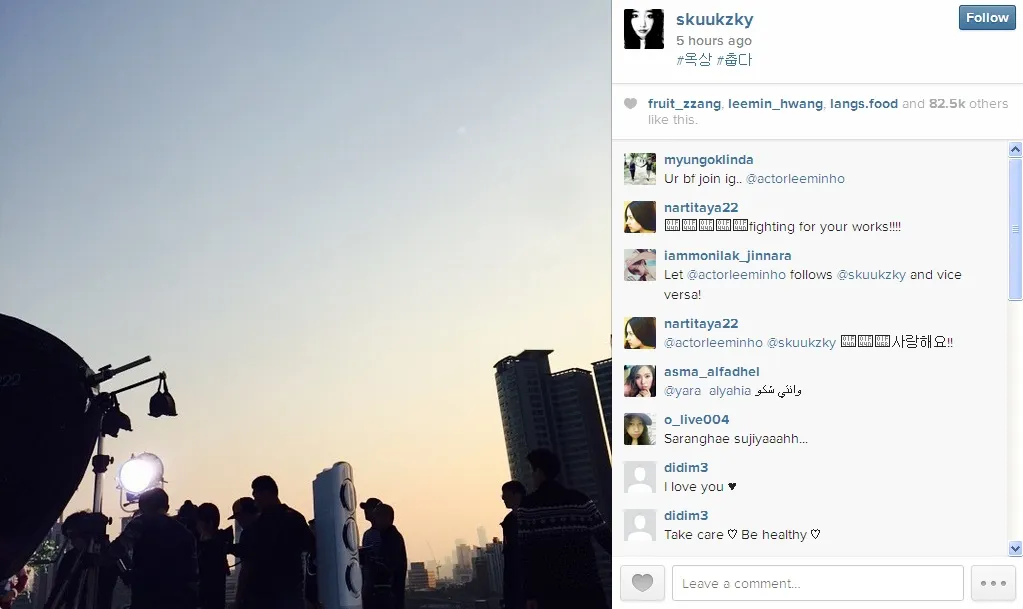 Suzy diminta untuk follow Lee Min Ho oleh penggemar © instagram.com/skuukzky