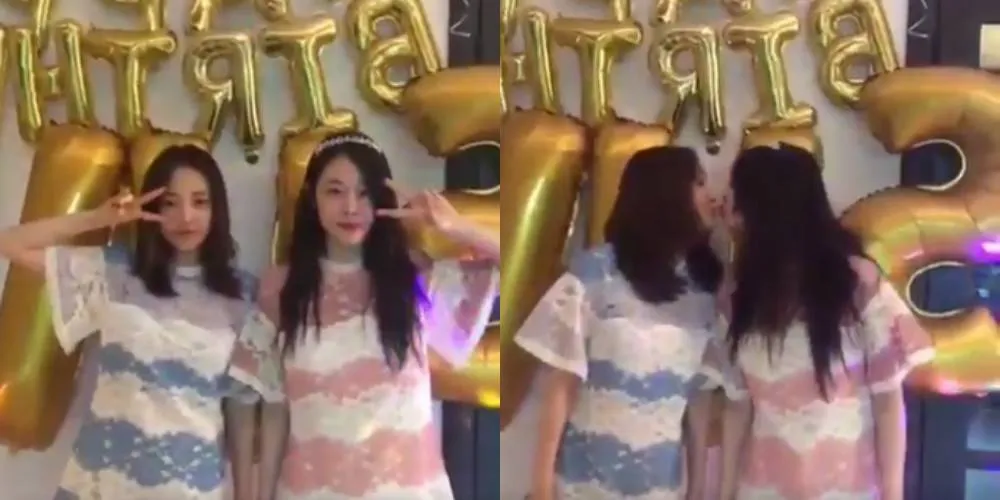 Sulli dan Goo Hara ciuman saat live di Instagram. ©allkpop.com