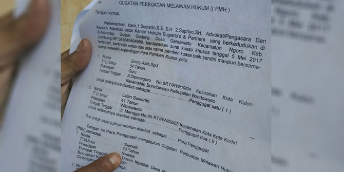 Surat gugatan yang dilayangkan kepada Sumiati ©2017 Merdeka.com/Imam Mubarok