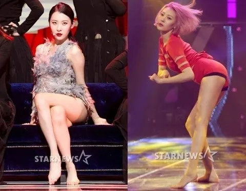 Sunmi melakukan perform dengan telanjang kaki @soompi.com