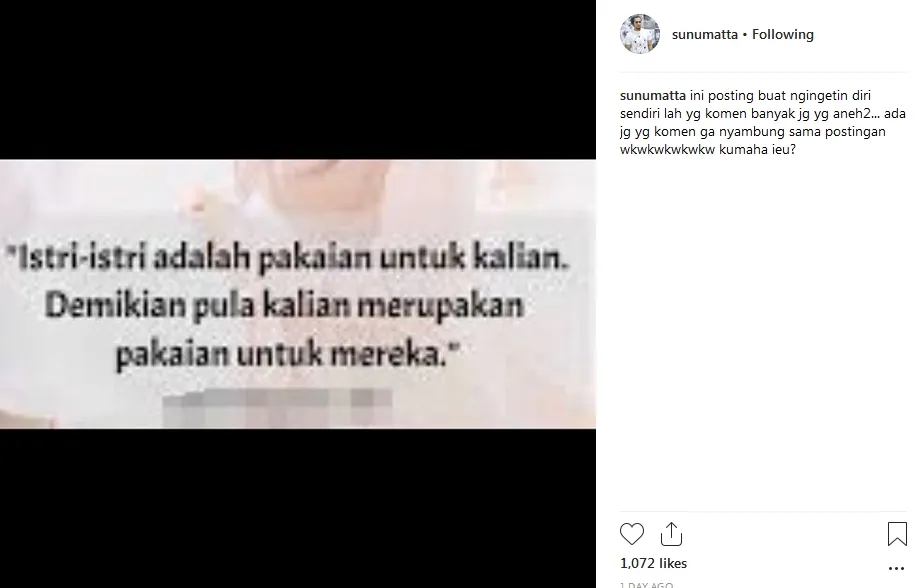 Sunu buka suara tentang peran istri ©instagram/sunumatta