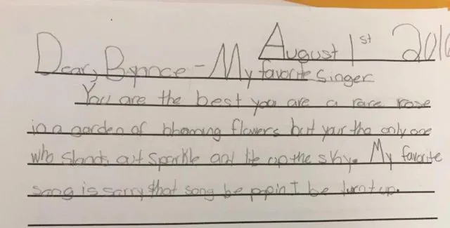 Surat dari seorang bocah 8 tahun untuk Beyonce Knowles
