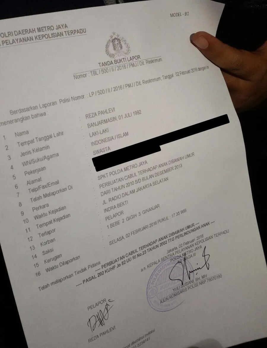 Surat laporan reza terhadap Inbek © KapanLagi.com®/Abbas Adi Nugroho