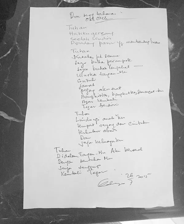 Surat curhatan hati OC Kaligis / © Twitter